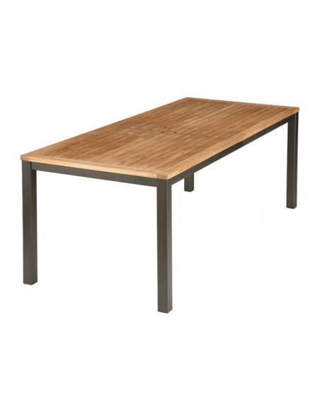 Barlow Tyrie Aura 200cm Rectangular Table - Graphite Frame with Teak Top