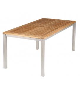 Barlow Tyrie Aura 200cm Rectangular Table - Arctic White Frame with Teak Top