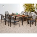 Barlow Tyrie Aura 200cm Rectangular Table - Champagne Frame with Teak Top