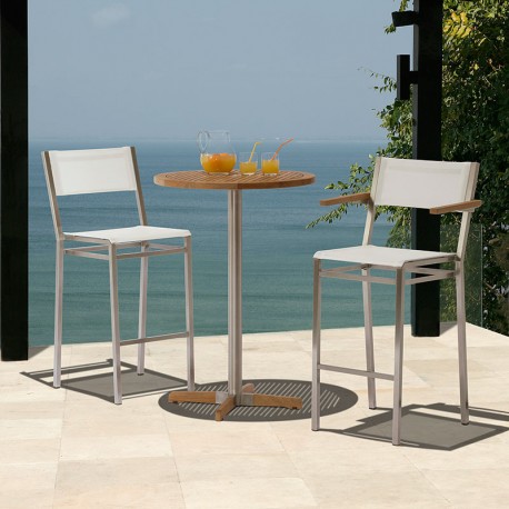 Barlow Tyrie Equinox 70cm Round High Dining Table with Teak Top