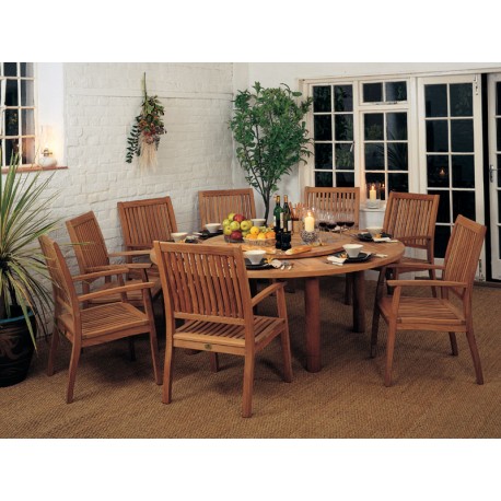 Barlow Tyrie Drummond 185cm Round Teak Dining Tabl
