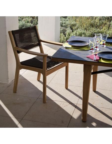 Barlow Tyrie Monterey 100cm Square Teak Dining Table with Oxide Ceramic Top 