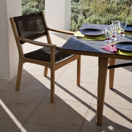 Barlow Tyrie Monterey 200cm Square Teak Dining Table with Oxide Ceramic Top 