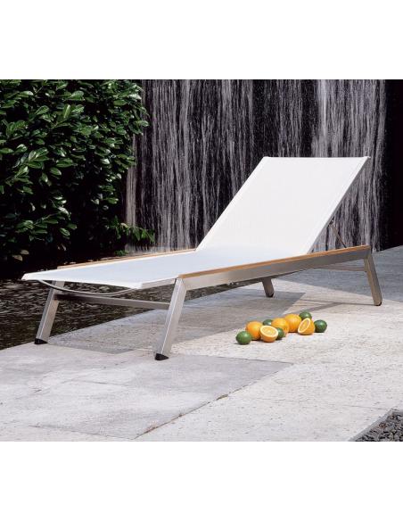 Barlow Tyrie Equinox Sun Lounger - Teak Side Rails with Pearl Sling