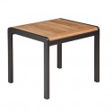 Barlow Tyrie Aura 52cm Rectangular Side Table - Graphite Frame with Teak Top