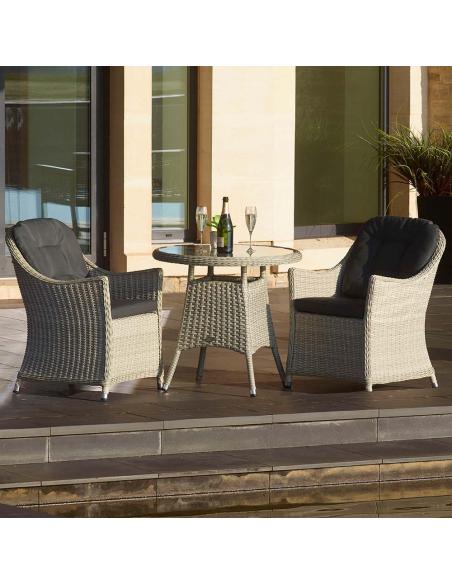 Bramblecrest Monterey 80cm Round Bistro Table with Glass Top
