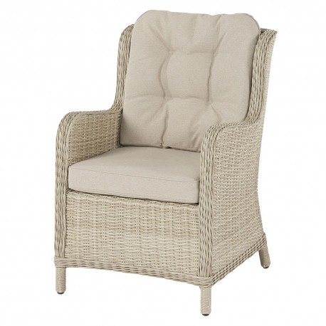 Set of 6 Chedworth Sandstone Hi-Back Armchair with Herringbone Barley Season-Proof Cushions