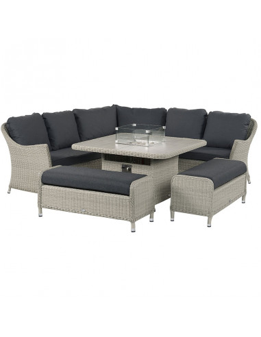 Bramblecrest Monterey Dove Grey Casual Dining Set with Square Fire Pit Table