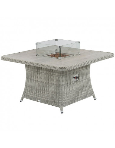 Bramblecrest Monterey Dove Grey Casual Dining Set with Square Fire Pit Table