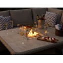 Bramblecrest Chedworth Sandstone Reclining Casual Dining Set with Square Fire Pit Table