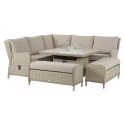 Bramblecrest Chedworth Sandstone Reclining Casual Dining Set with Square Fire Pit Table
