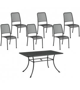 Alexander Rose Portofino 6 Seater Stacking Side Chair Dining Set
