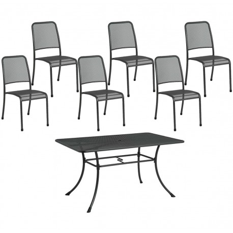 Alexander Rose Portofino 6 Seater Stacking Side Chair Dining Set