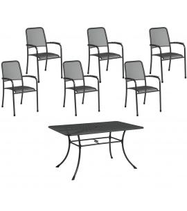 Alexander Rose Portofino 6 Seater Stacking ArmChair Dining Set