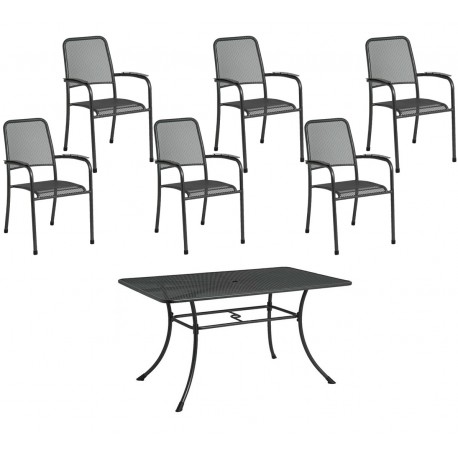 Alexander Rose Portofino 6 Seater Stacking ArmChair Dining Set