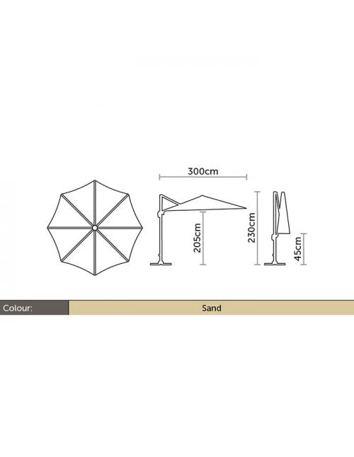 Bramblecrest Chichester 3.0m Round Side Post Parasol with Protective Cover