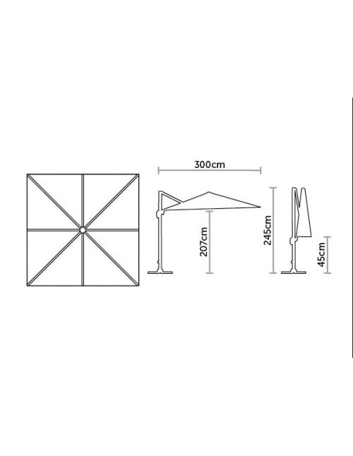 Bramblecrest Chichester 3 x 3m Square Side Post Parasol with Protective Cover