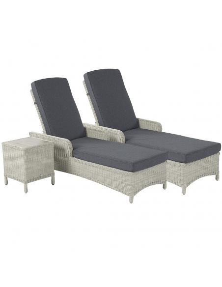 Bramblecrest Chedworth Dove Grey Loungers with High Coffee Table