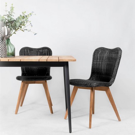 Vincent Sheppard Lena Dining Chair with Teak Base - Black