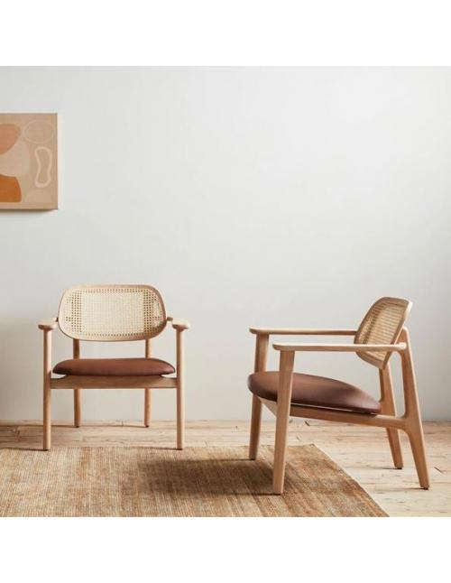 Vincent Sheppard Titus Lounge Chair Natural Oak with Custom Padded Seat