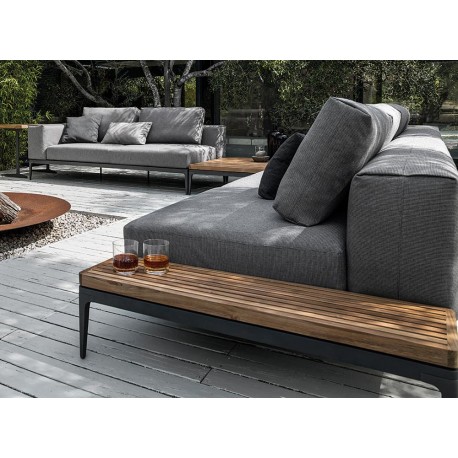 Gloster Grid Left/Right End Table Unit Teak (Meteor Frame)