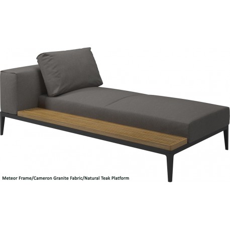 Gloster Grid Left/Right Chaise Unit Teak (Meteor Frame)