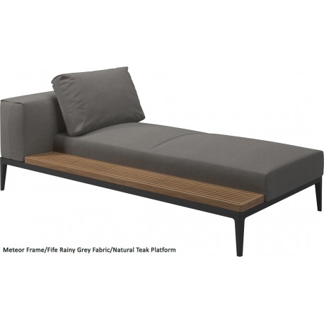 Gloster Grid Left/Right Chaise Unit Teak (Meteor Frame)