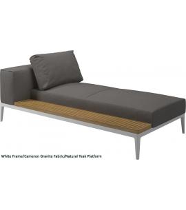 Gloster Grid Left/Right Chaise Unit Teak (White Frame)