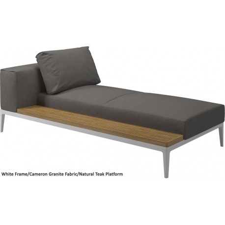Gloster Grid Left/Right Chaise Unit Teak (White Frame)