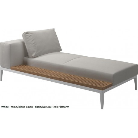 Gloster Grid Left/Right Chaise Unit Teak (White Frame)