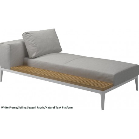 Gloster Grid Left/Right Chaise Unit Teak (White Frame)