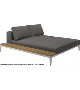 Gloster Grid Left/Right Chill Chaise Unit Teak (White Frame)