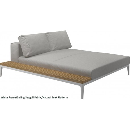 Gloster Grid Left/Right Chill Chaise Unit Teak (White Frame)