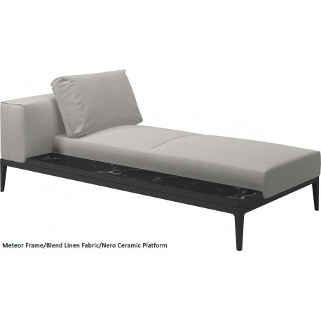 Gloster Grid Left/Right Chaise Unit Nero Ceramic (Meteor Frame)