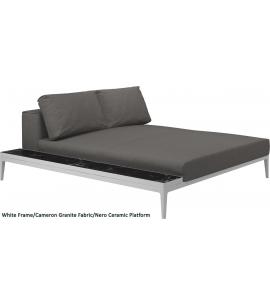 Gloster Grid Left/Right Chill Chaise Unit Ceramic (White Frame)