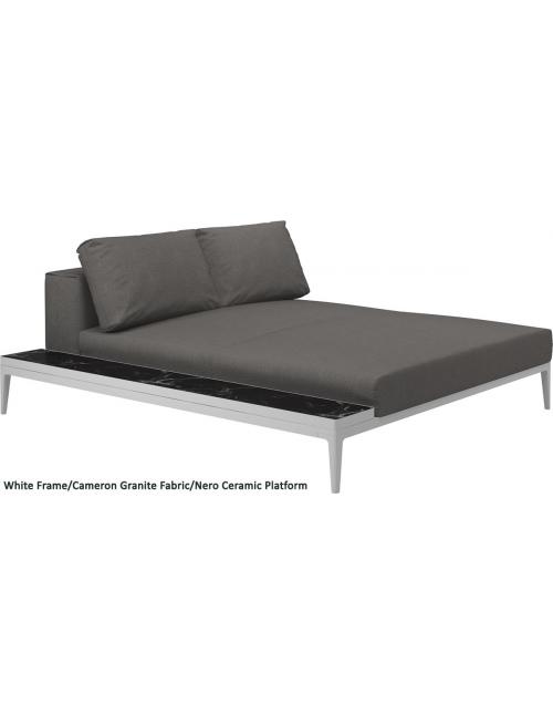 Gloster Grid Left/Right Chill Chaise Unit Ceramic (White Frame)