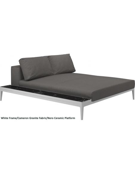 Gloster Grid Left/Right Chill Chaise Unit Ceramic (White Frame)