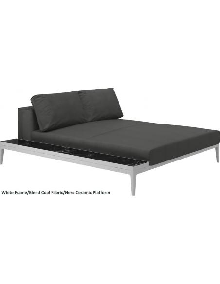 Gloster Grid Left/Right Chill Chaise Unit Ceramic (White Frame)