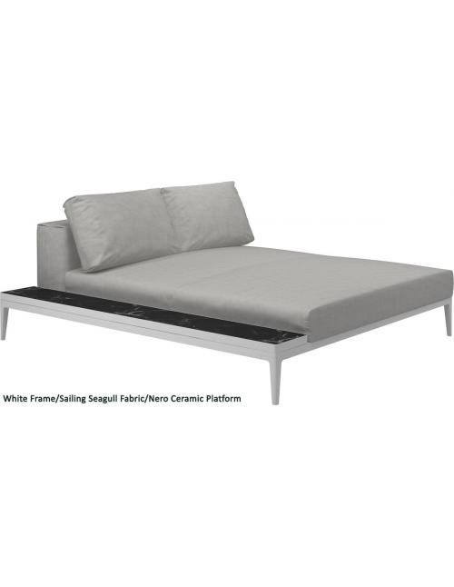 Gloster Grid Left/Right Chill Chaise Unit Ceramic (White Frame)