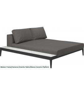 Gloster Grid Left/Right Chill Chaise Unit Bianco Ceramic (Meteor Frame)