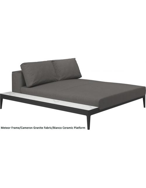 Gloster Grid Left/Right Chill Chaise Unit Bianco Ceramic (Meteor Frame)