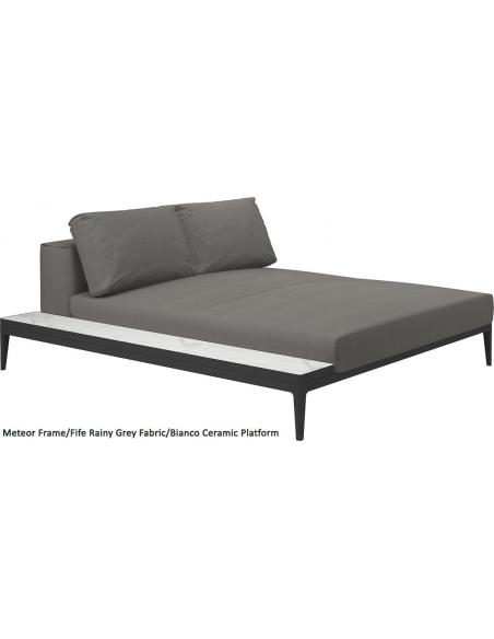 Gloster Grid Left/Right Chill Chaise Unit Bianco Ceramic (Meteor Frame)