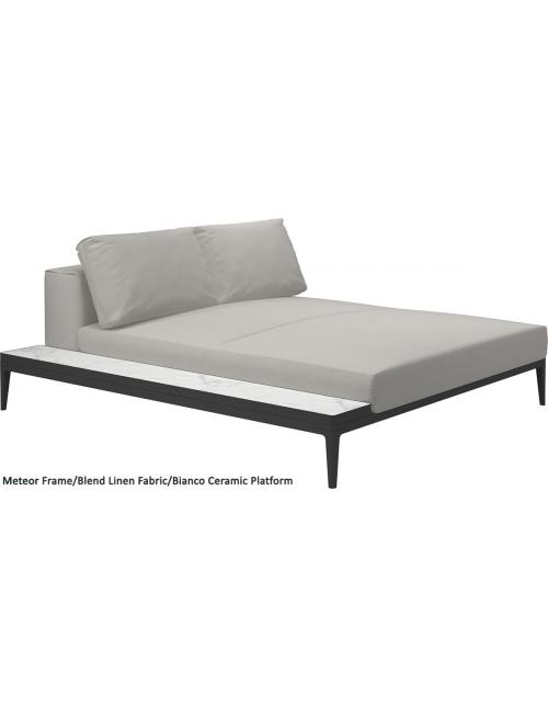 Gloster Grid Left/Right Chill Chaise Unit Bianco Ceramic (Meteor Frame)