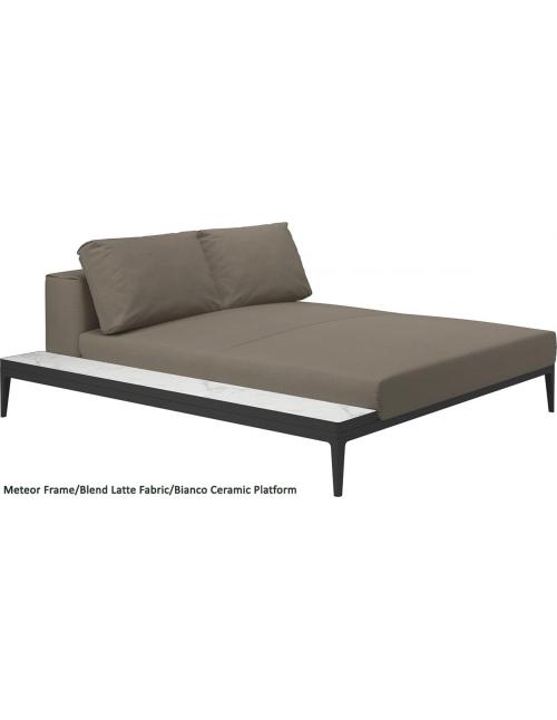 Gloster Grid Left/Right Chill Chaise Unit Bianco Ceramic (Meteor Frame)