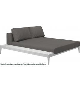 Gloster Grid Left/Right Chill Chaise Unit Bianco Ceramic (White Frame)