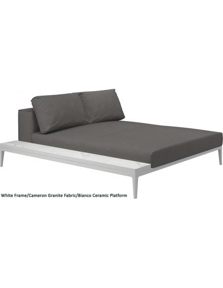 Gloster Grid Left/Right Chill Chaise Unit Bianco Ceramic (White Frame)