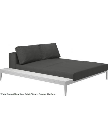 Gloster Grid Left/Right Chill Chaise Unit Bianco Ceramic (White Frame)