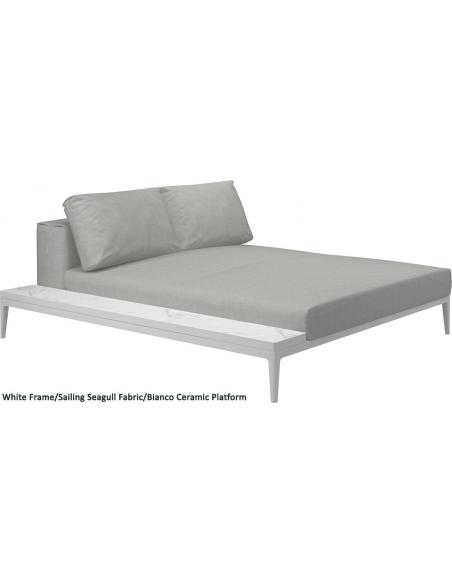 Gloster Grid Left/Right Chill Chaise Unit Bianco Ceramic (White Frame)