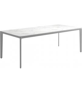 Gloster Carver 220x100cm Rectangular Dining Table – White Frame with Bianco Ceramic Top