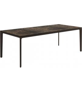Gloster Carver 220x100cm Rectangular Dining Table – Java Frame with Emperor Ceramic Top